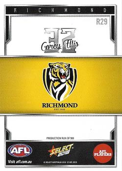 2018 Select AFL Club Team Sets - Richmond Tigers #R29 Corey Ellis Back